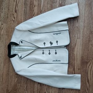 Elegant White Women's Jacket with Black Trim